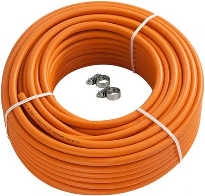 rubberen gasslang 5-meter - inclusief -2 slangklemmen-gasleiding