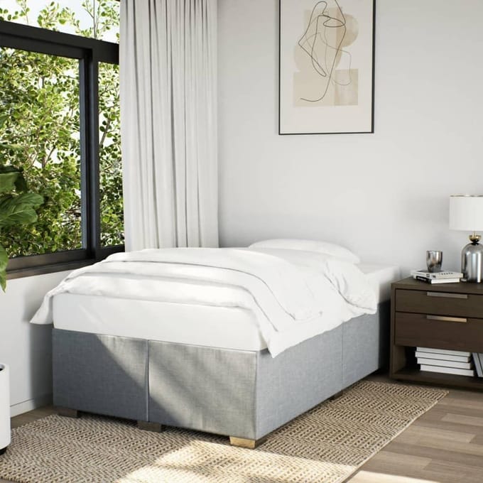 Stoffen bedframe - Bedombouw - Slaapcomfort - Geïntegreerde lattenbodem - 120 × 200 cm - Lichtgrijs