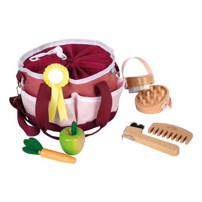 Small Foot - Horse Grooming Kit with Bag Red
