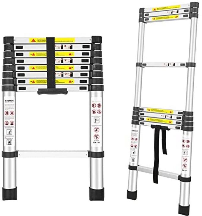 Multifunctionele telescopische ladder 2,6 m - Opvouwbaar, aluminium, 150 kg draagvermogen