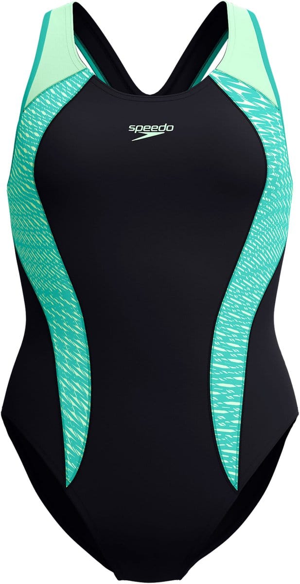 Speedo Placement Laneback Dames Sportbadpak - Zwart/Groen