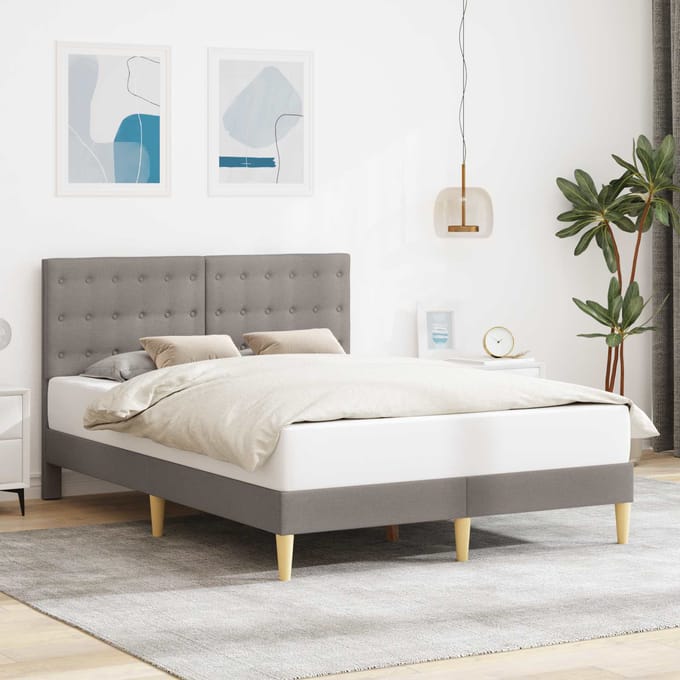 vidaXL - Bedframe - met - hoofdeinde - Taupe - 120 - x - 200 - cm - Stof