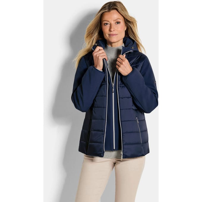 Gewatteerd jack met mouwen van softshell - marine - Gr. 19 van Goldner Fashion