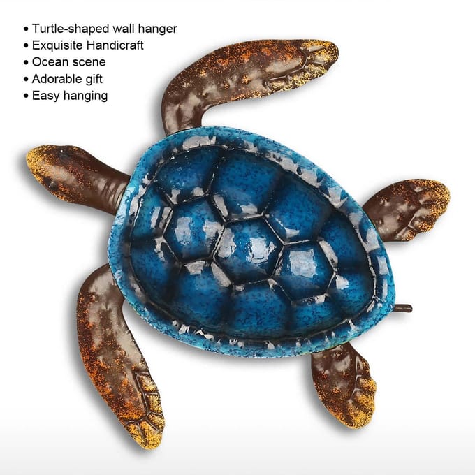 Blauwe schildpad muur decor kust oceaan zee muur kunst ijzer dier muur decor thuis