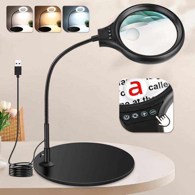 Vergrootglas met Licht en Flexibele Standaard voor Hobby en Lezen