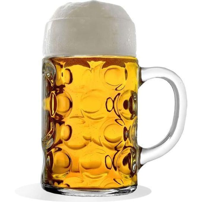Set van 6 bierpullen ISAR 1 liter - Glazen hoogte 202 mm diameter 109 mm gewicht 1367 g
