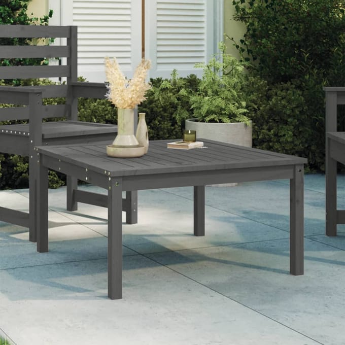 vidaXL - Tuintafel - 82,5x82,5x45 - cm - massief - grenenhout - grijs