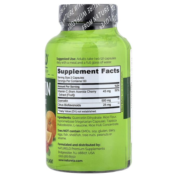 NATURELO, met Quercetine en Citrusbioflavonoïden, 120 Vegetarische Capsules