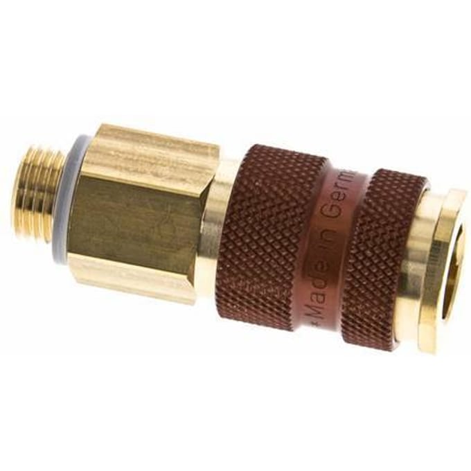 Messing DN 7.2 (Euro) Bruin-Coded Luchtkoppeling Snelkoppeling G 1/4 inch Buitendraad - CLS7-M-B-BRO-P-CD-014