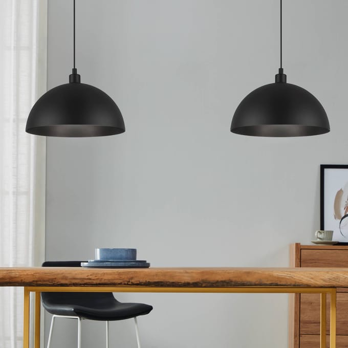 EGLO Winkworth hanglamp, zwart, lengte 118 cm, metaal, 2-lamps.