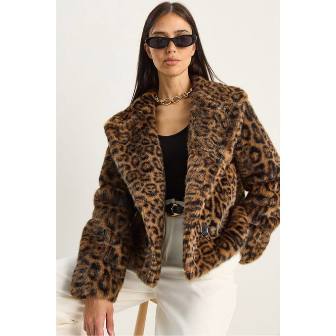 Overmaat Leopardprint Nepleren Jas