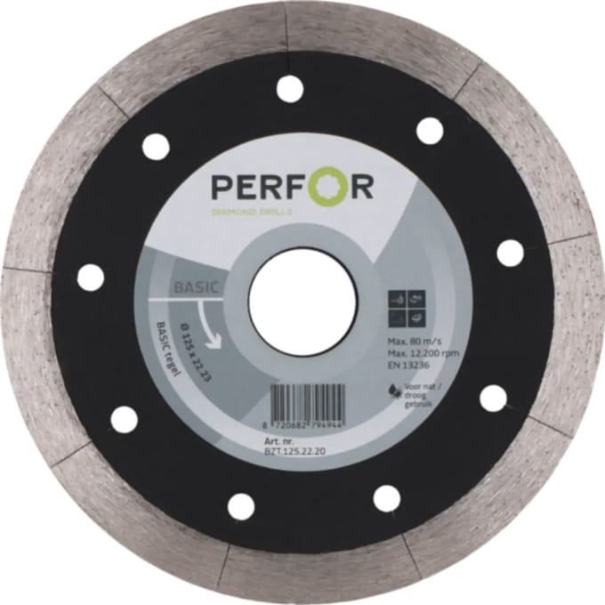 PERFOR Diamant doorslijpschijf BASIC tegel, Ø125, asgat 22,2