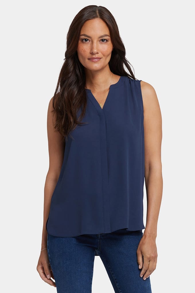 Mouwloze Pintuck Blouse