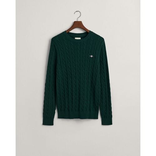 Trui GANT Men Cotton Cable C-Neck Tartan Green-L
