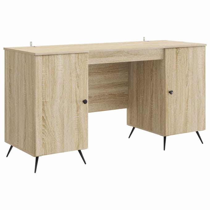 vidaXL - Bureau - Sonoma - Eiken - 142,5 - x - 50 - x - 75 - cm - Bewerkt - hout