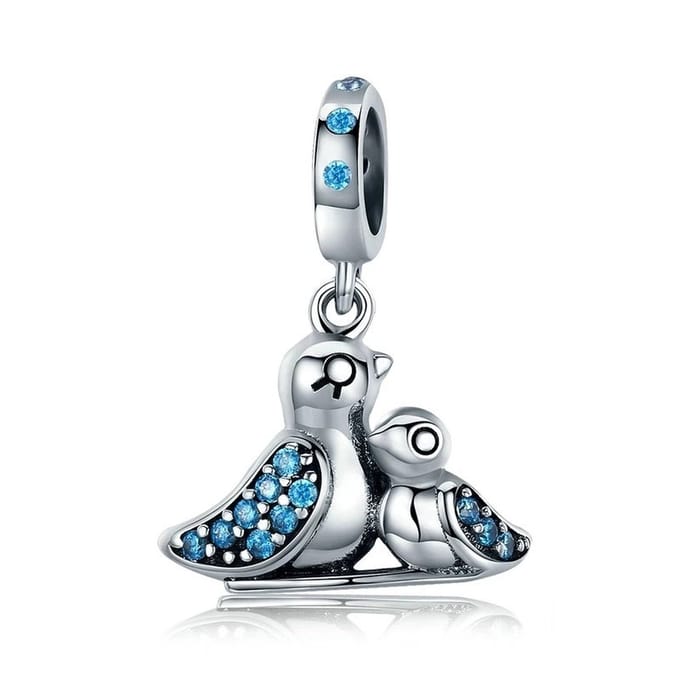 Duifjes Koppel Bedel - Voor Bedelarmband - Sterling Zilver - RomyStones