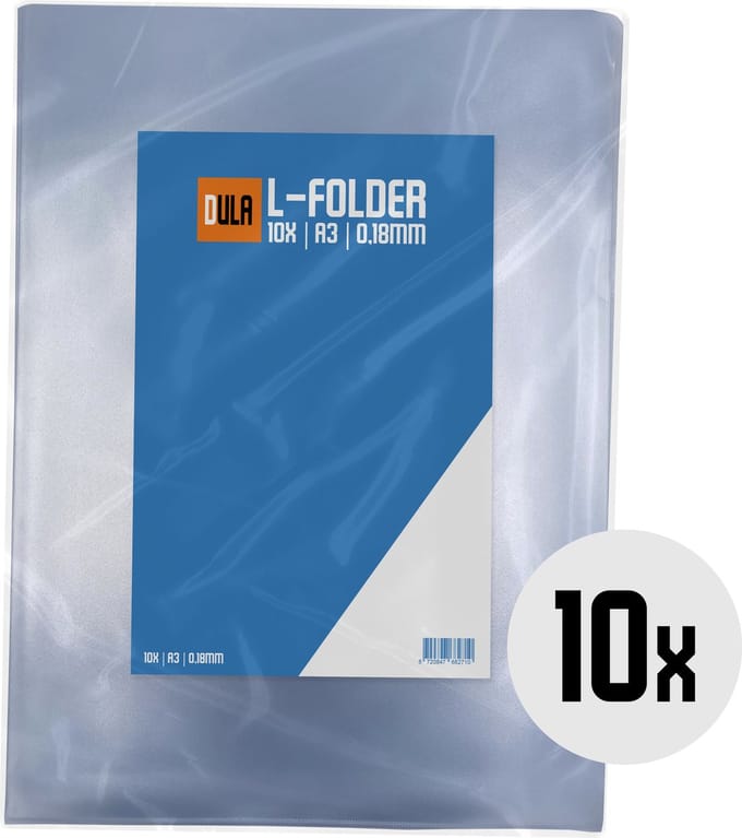 DULA - L-mappen - Insteekmappen - A3 - Extra dik 0,18mm - Nerf - 10 stuks - L-Map