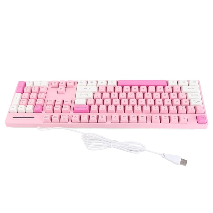 104 Toetsen Bedraad Toetsenbord 3 Kleuren Schattig Gaming Toetsenbord USB-interface Zakelijk Toetsenbord voor Win XP 7 roze