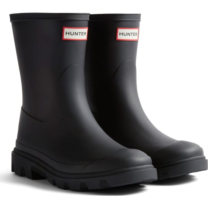 Hunter Downpour Korte Laars Rubber Dames Zwarte Wellington Laarzen