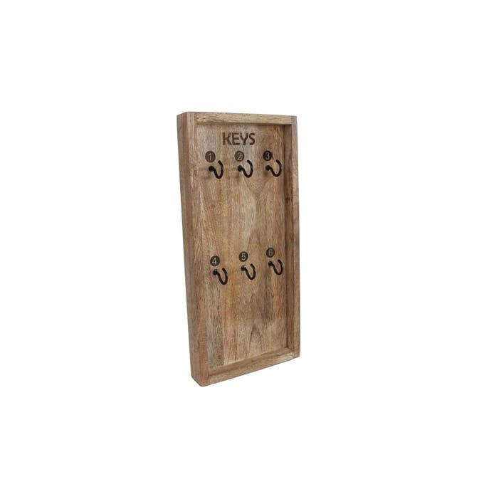 Van Manen sleutelrek mango hout metaal 32x15cm zwart naturel design.