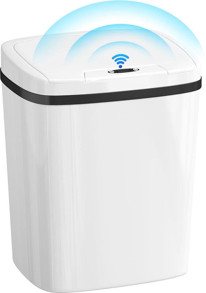 HOMCOM Sensor Prullenbak - ABS - 27,6 x 21,4 x 33,5 cm - Wit