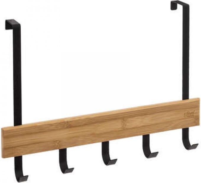 5Five - Deurkapstok - Zwart - Metaal - Hout - 5 Haken