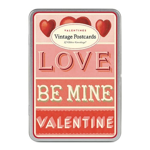 Cavallini & co valentijnsdag vintage glitter wenskaart in box - be mine valentine