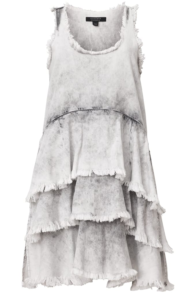 AllSaints Cavarly Mini Dress Denim Grey Größe: 6 | Minikleider Outlet | Damen | Blau