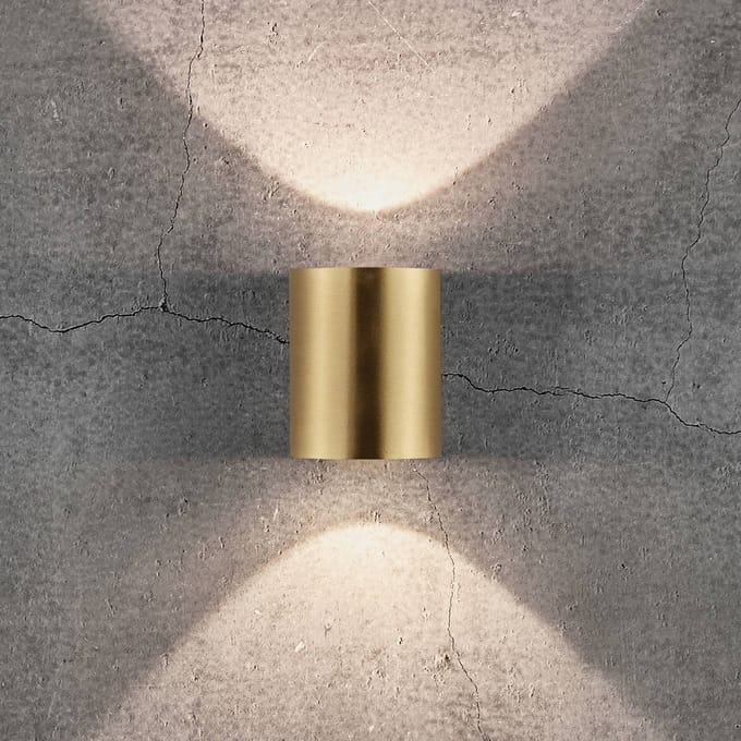 Nordlux LED buiten wandlamp Canto 2, messing, 10 cm, up/down, IP44