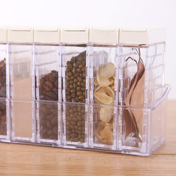Kruidenopslagtank Transparant Tweewegs Openingsdeksel Kruidendispenser voor Keuken Wit white