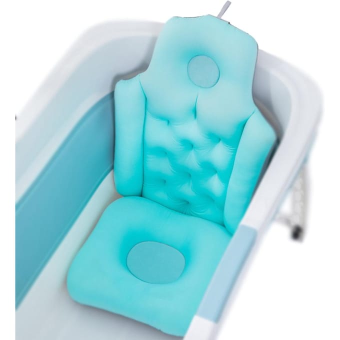 Oreiller de baignoire complet pour le bain, soutien du cou et du dos, oreiller de bain, appui-tête bleu
