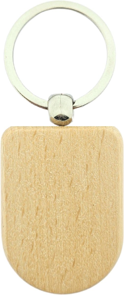 CombiCraft Blanco houten sleutelhanger half ovaal 50x35mm - per 1 stuk