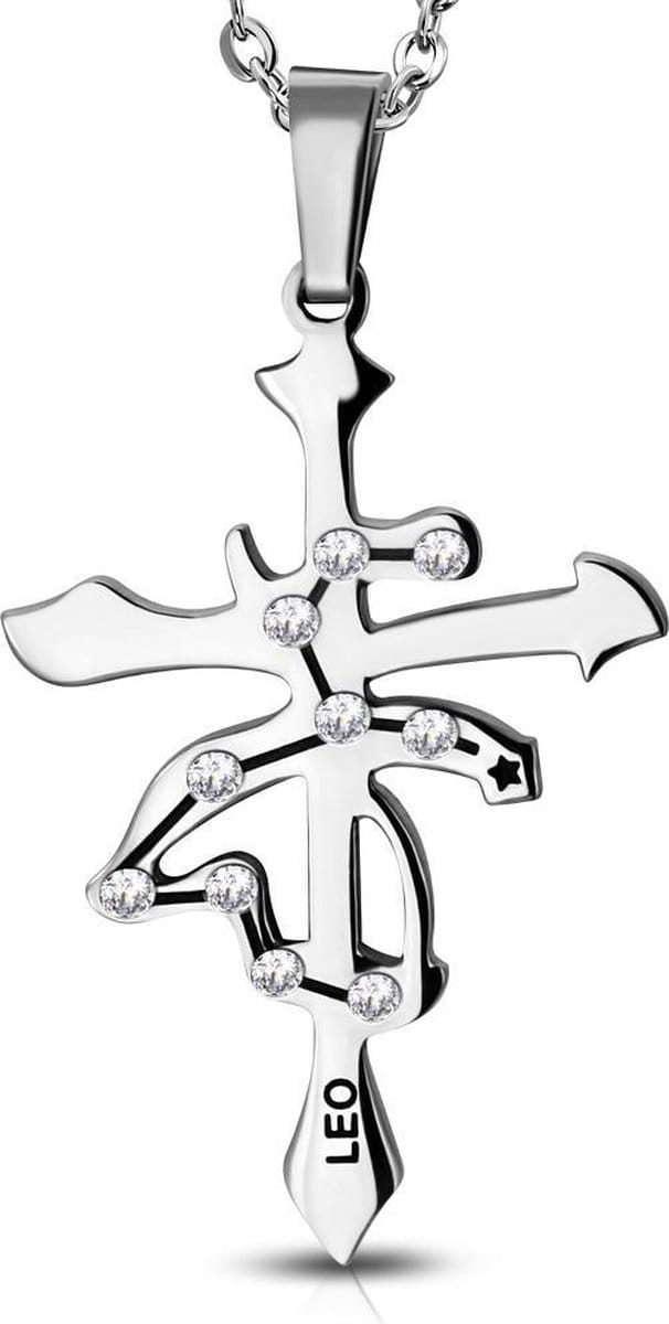 Amanto Ketting Leeuw - 316L Staal - Horoscoop - 30x20mm - 50cm