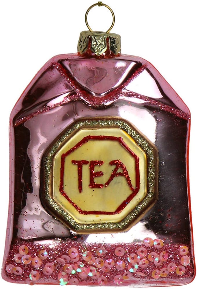HD Collection glazen kerst ornament kersthanger theezakje roze 9 cm