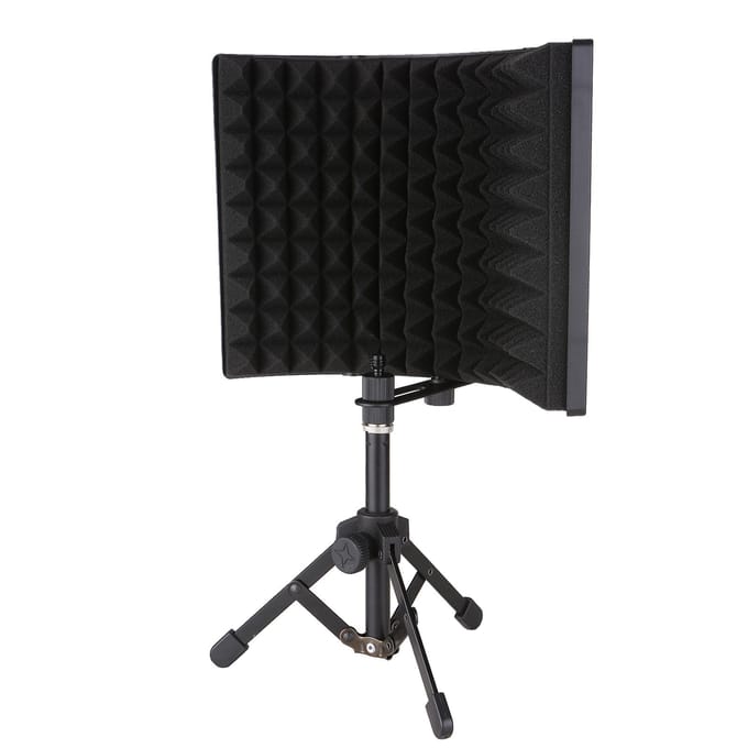 Écran d'isolation de microphone avec éponge absorbante haute densité, mini pare-brise pliable à 3 panneaux noir