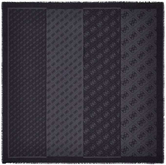 GUESS sjaal Lindsey Jacquard Kefiah 120X120 Coal Logo donkergrijs