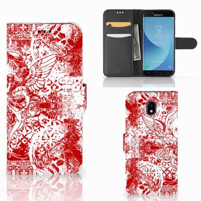 Telefoonhoesje met Naam Samsung Galaxy A30 Angel Skull Rood
