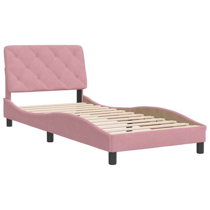 vidaXL - Bedframe - zonder - matras - fluweel - roze - 90x190 - cm