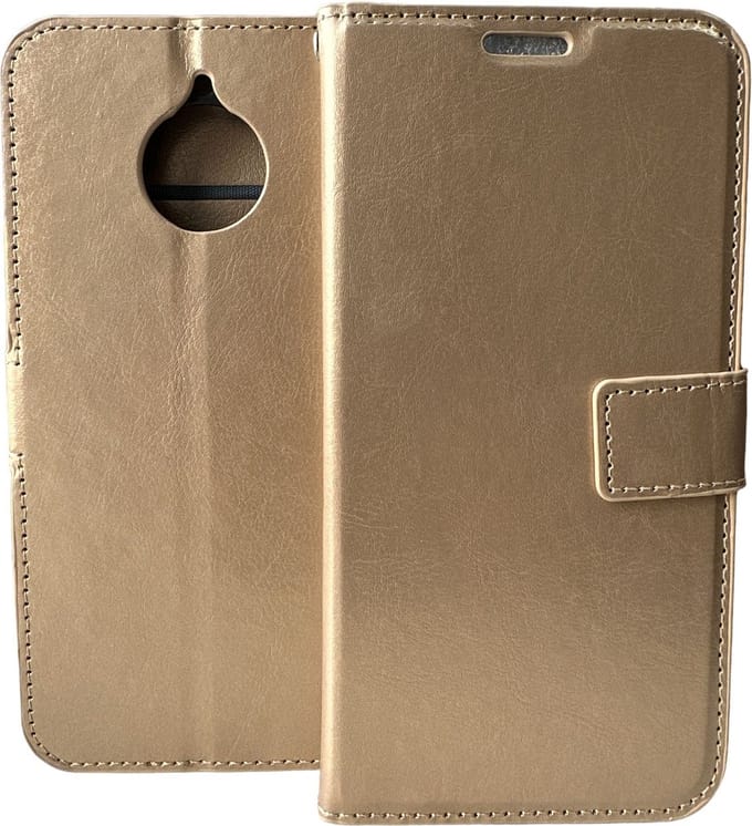 Portemonnee Book Case Hoesje Geschikt voor: Motorola E4 Plus - Goud