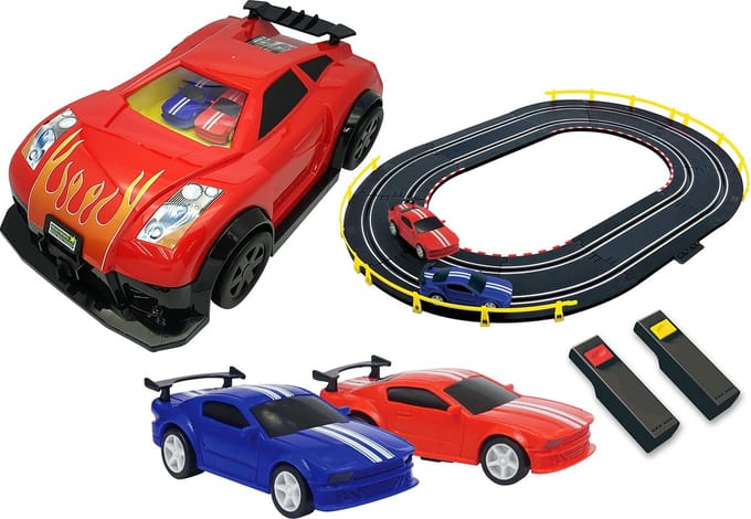 Chad Valley racebaan en draagtas carry-case