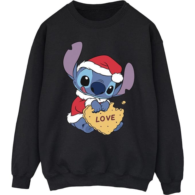 Disney Heren Lilo And Stitch Kerstmis Love Biscuit Sweatshirt (Zwart)