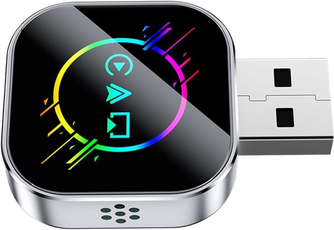 Draadloze Auto Adapter - Screen Mirroring - Navigatie Muziek Streaming - Plug Play Connectie - Compact Formaat - Zilver