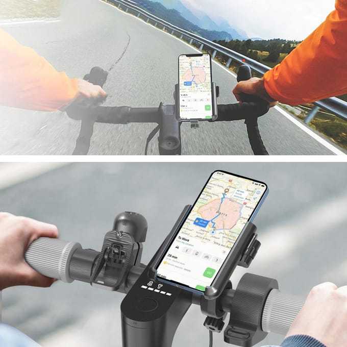 Motorfiets Telefoonhouder 360 Graden Rotatie Telefoonbeugel Verstelbare Stuur Telefoonstandaard zwart