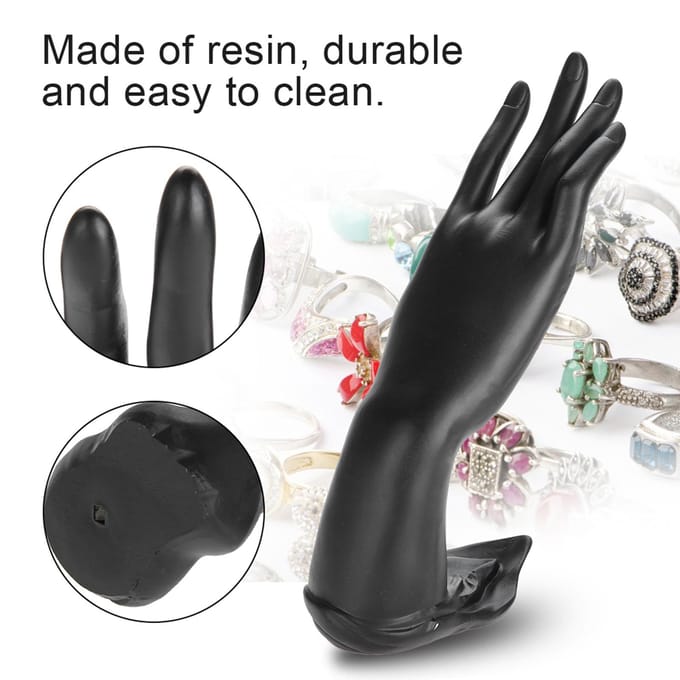 Hars Mannequin Hand Vinger Sieraden Ring Armband Display Houder Rek(Hars Zwart) black