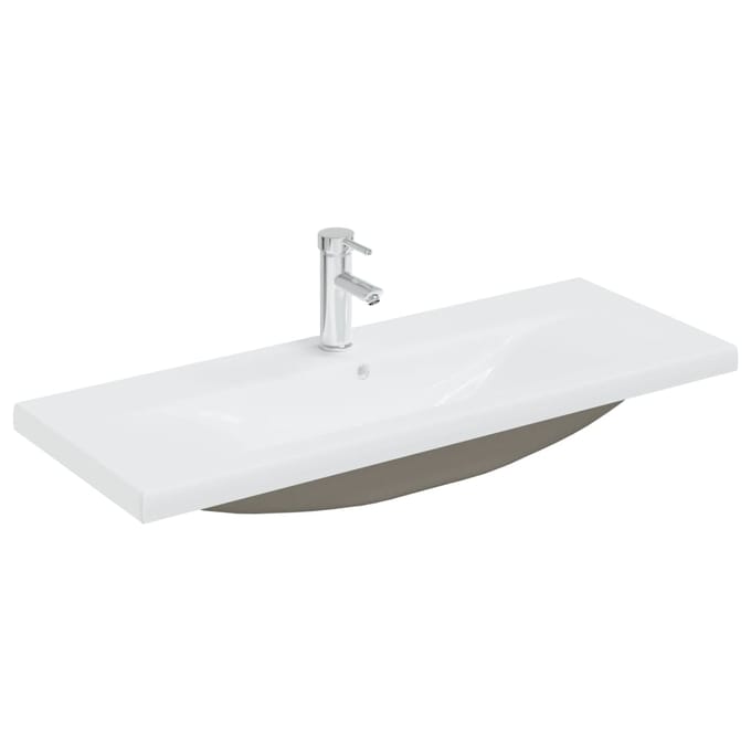 vidaXL - Inbouwwastafel - met - kraan - 101x39x18 - cm - keramiek - wit