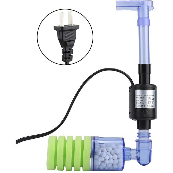 Mini Aquarium Viskom Spons Aquarium met Dompelpomp  (XY-2901) gray