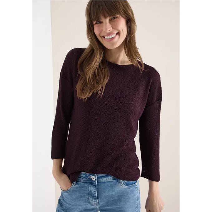 Shirt met 3/4 mouwen in ajourlook