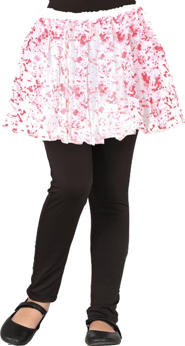 Fiestas Guirca - Meisjes tutu bloed wit/ rood - 30 cm - Carnavalskleding - Carnaval - carnavalskleding 2027 - Carnaval kostuum