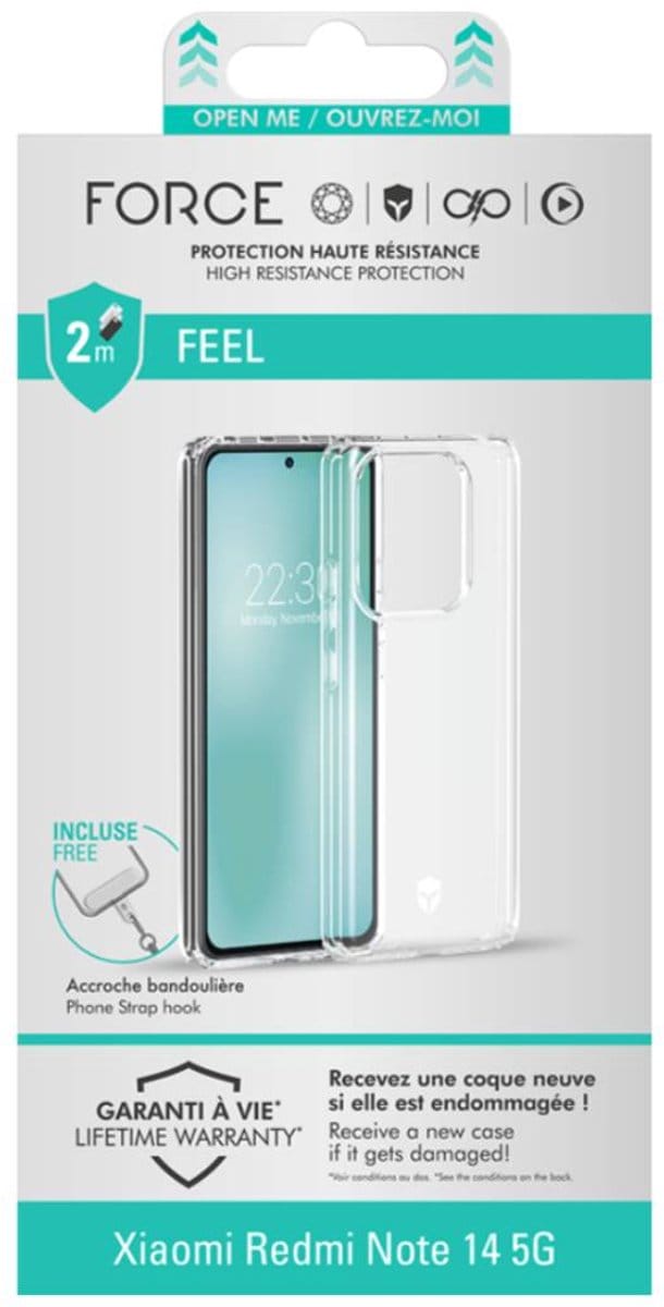 Force Case, Hoesje geschikt voor Xiaomi Redmi Note 14 5G - Versterkt 2m, Transparant