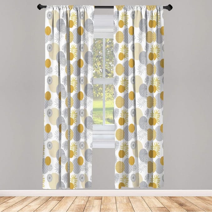 ABAKUHAUS – Oriëntaalse gordijnen 2x75x175 cm – Microfiber, halfdonker, Aardegeel